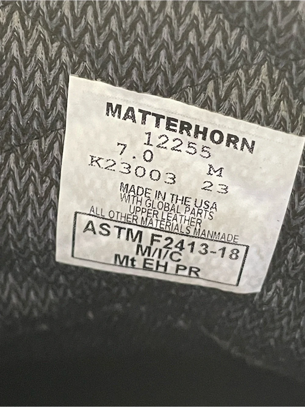 Matterhorn 12255 Steel Toe Boots USA Made  Men’s ASTM F2413-18 Size 7 M